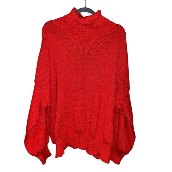 Harper Heritiage red boxy oversized cowl turtleneck size large Francesca’s - Picture 1 of 8